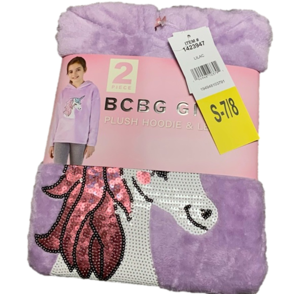 BCBG Girls Hoodie Pants Set Sequin Unicorn Size Small NWT!